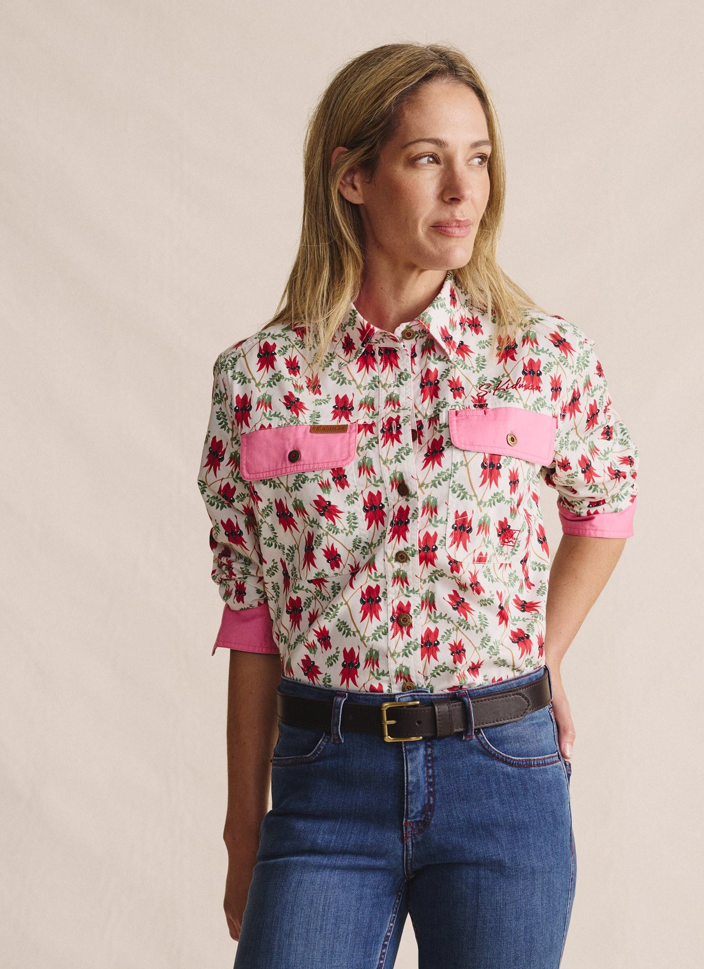 Kidman Women's Spencer Light Weight Full Button Work Shirt - White