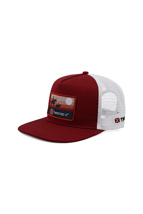 Twisted X Patch High Profile Trucker Cap - Red White