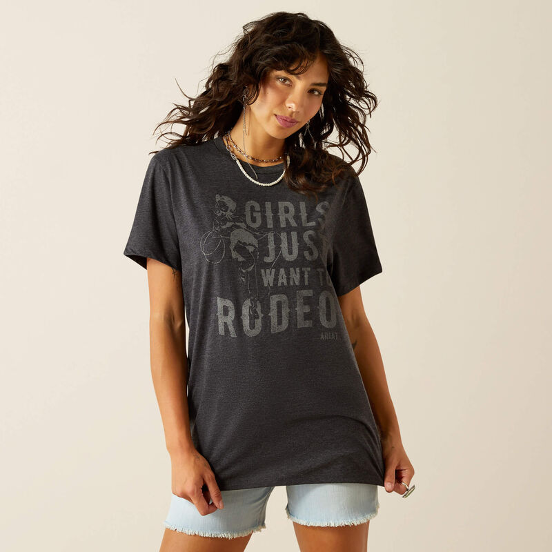 Ariat Women's Rodeo Girls T-shirts -Charcoal Heather