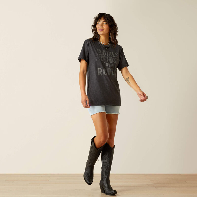 Ariat Women's Rodeo Girls T-shirts -Charcoal Heather