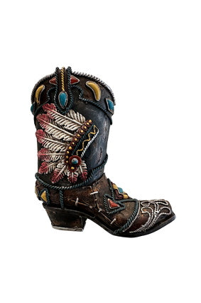 Pure Western Feather Boot Vase