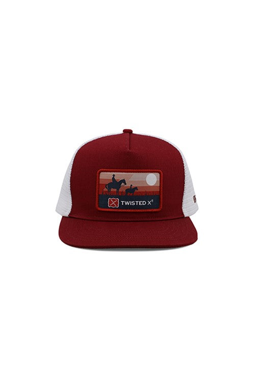 Twisted X Patch High Profile Trucker Cap - Red White