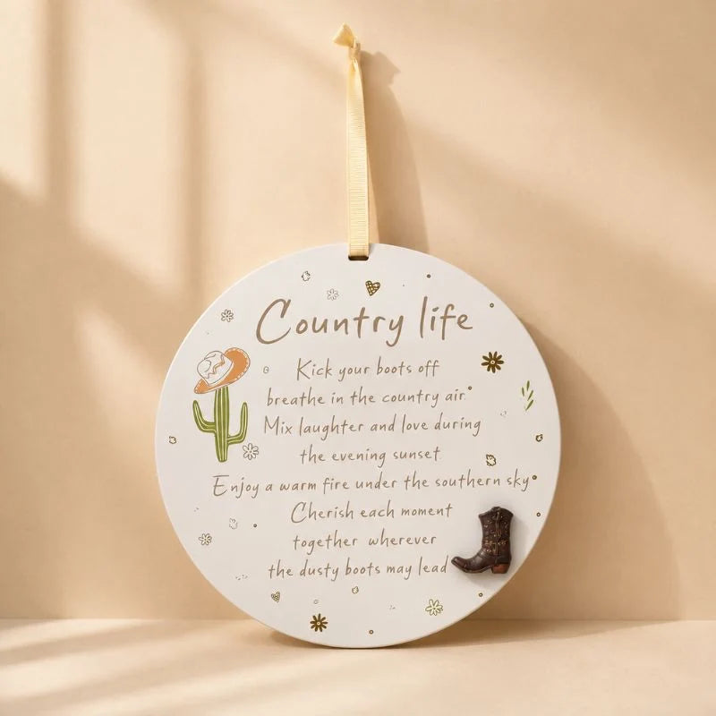 Malmar 30cm Round Hanging Plaque with Country Life Design