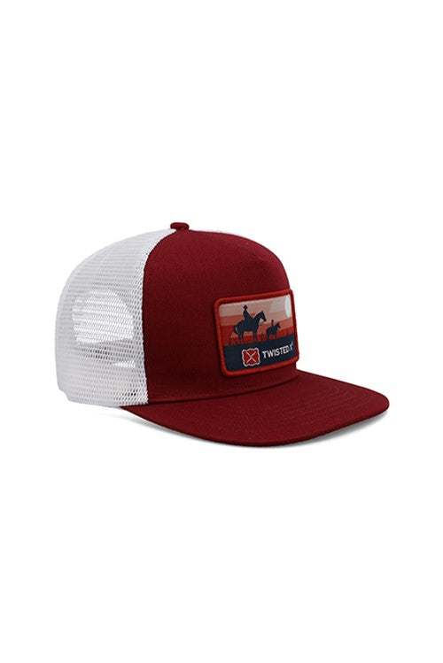 Twisted X Patch High Profile Trucker Cap - Red White