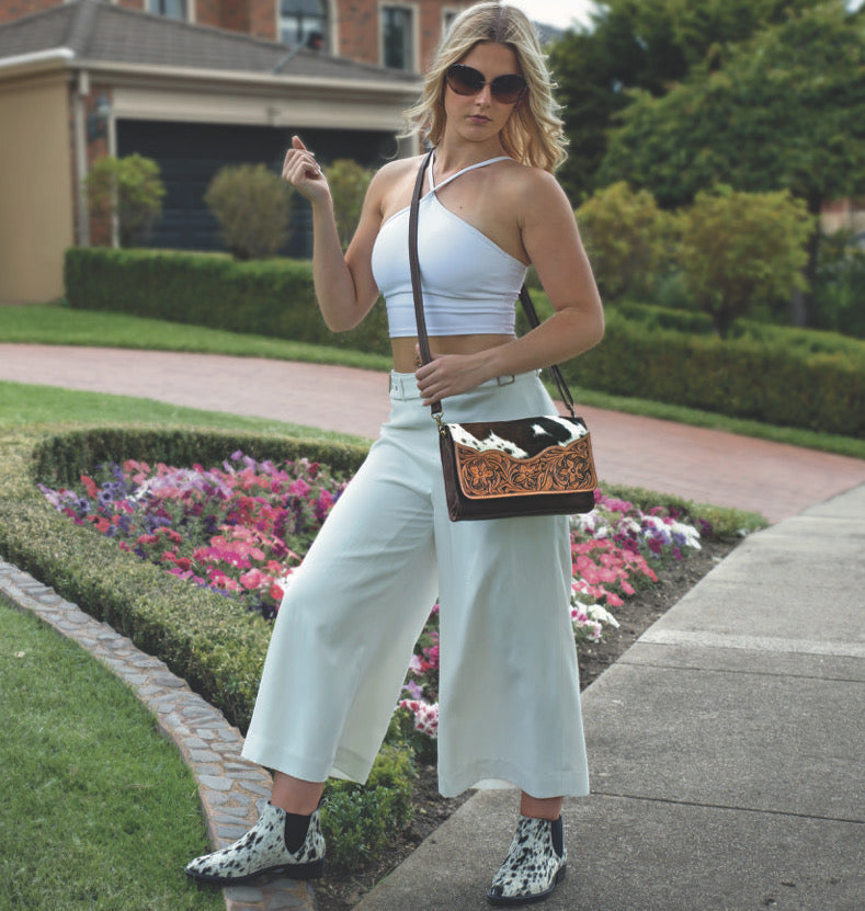 The Design Edge Tooling Leather Rectangular Flap Bag – AB09 – Valencia