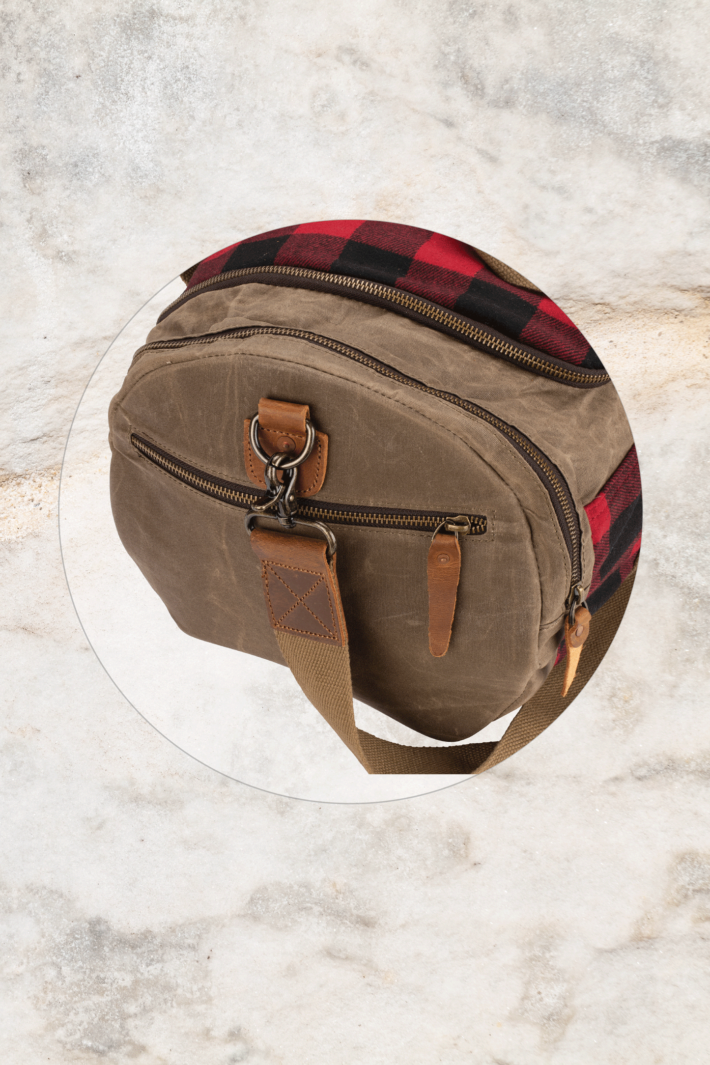 Burke & Wills Barton Duffle Bag - Army Green/Check