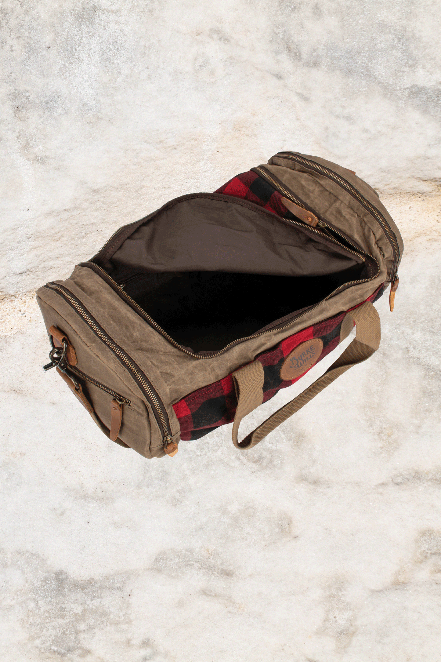 Burke & Wills Barton Duffle Bag - Army Green/Check