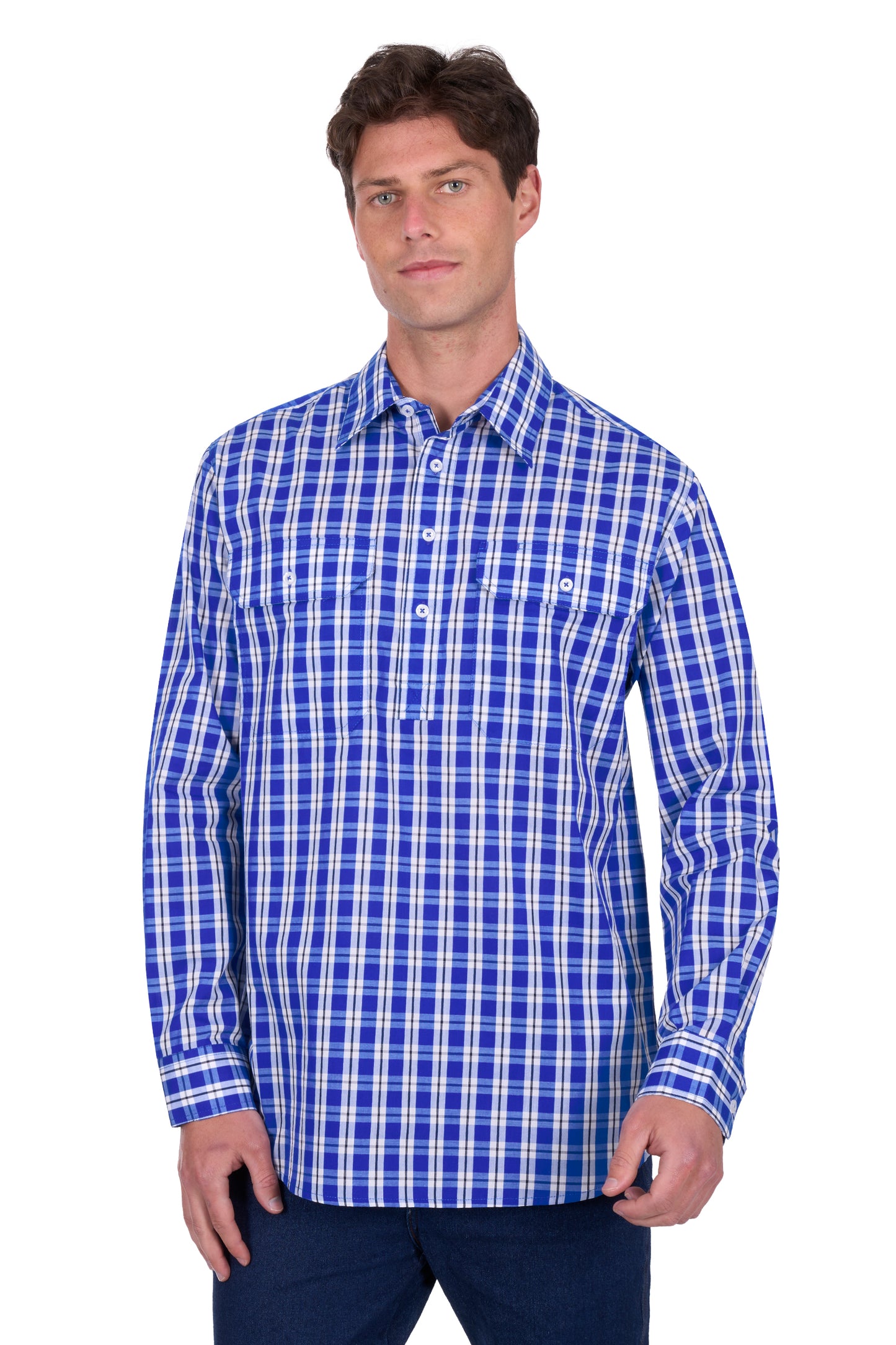 Hard Slog Men's Levers Half Placket Long Sleeve Shirt