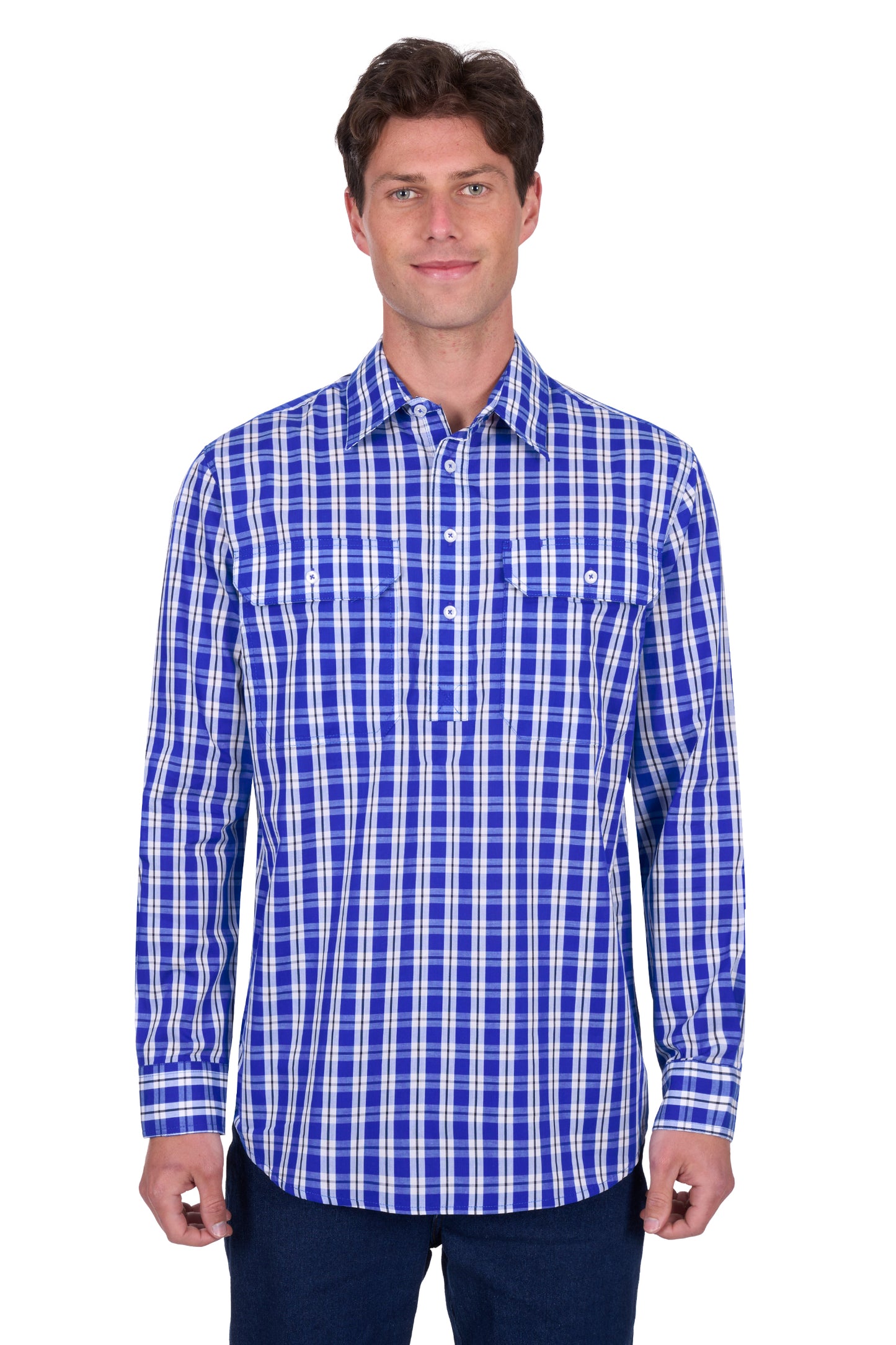 Hard Slog Men's Levers Half Placket Long Sleeve Shirt