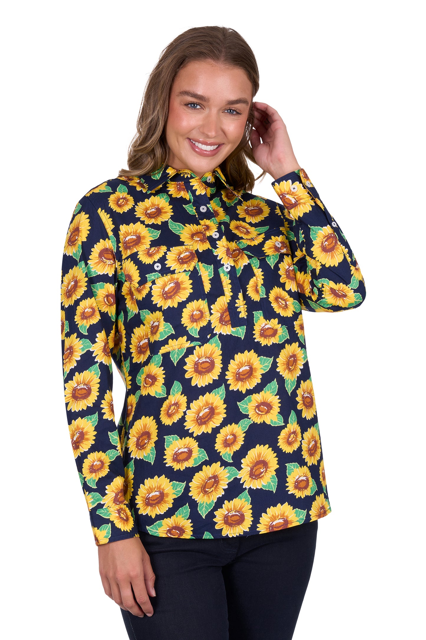 Hard Slog Women's Ally Half Placket Long Sleeve Shirt