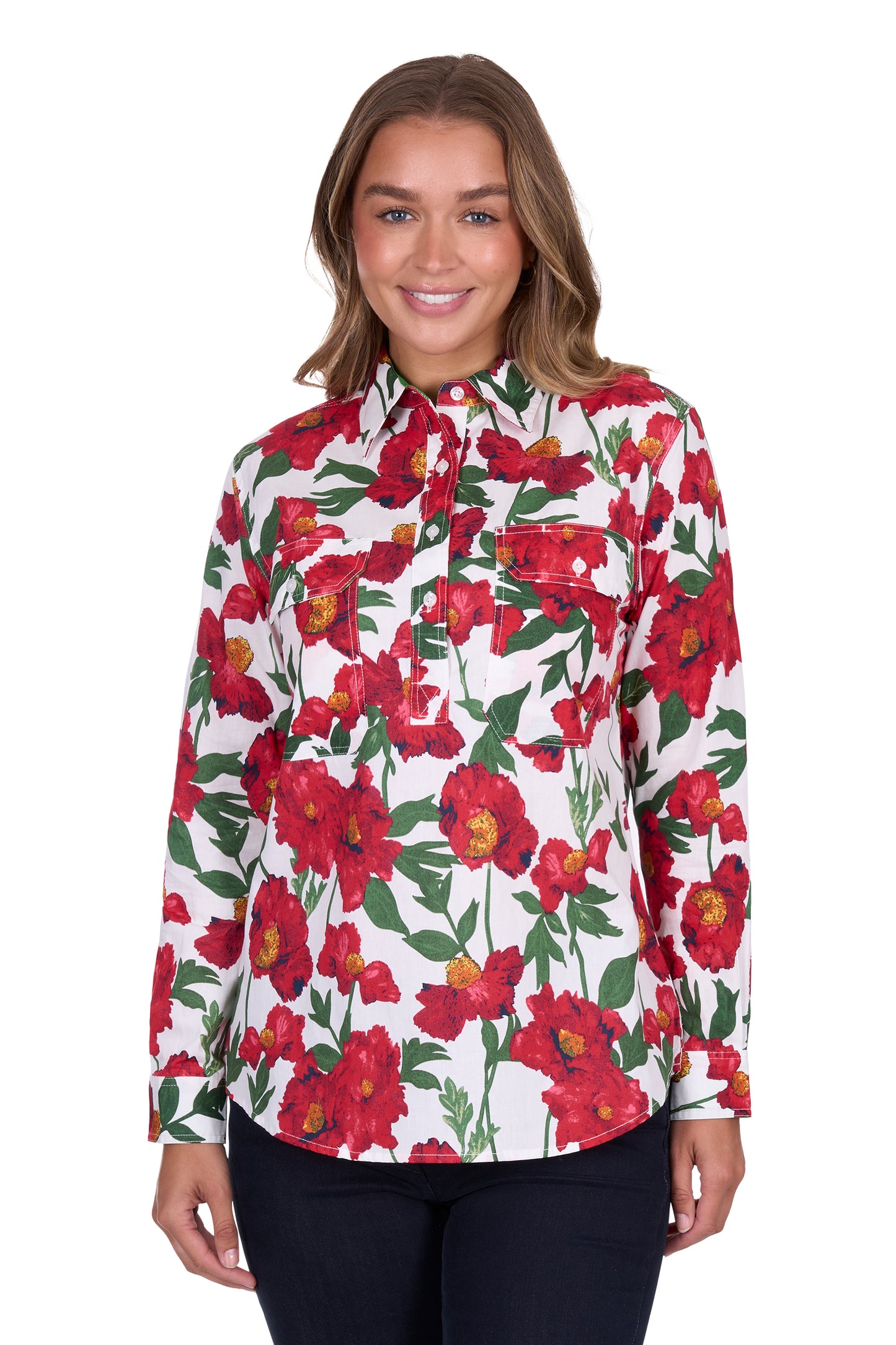 Hard Slog Women's Zoe Half Placket Long Sleeve Shirt