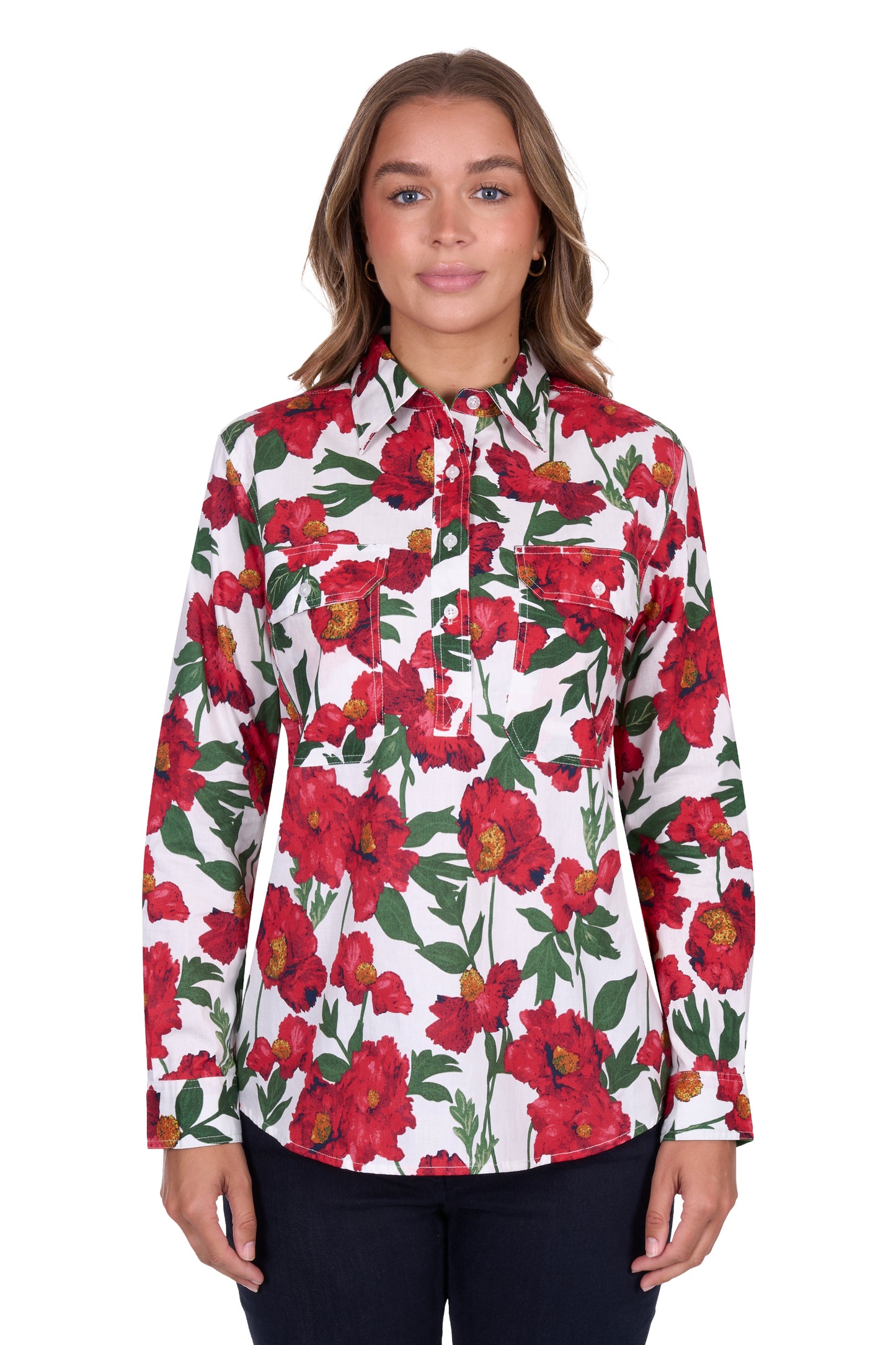 Hard Slog Women's Zoe Half Placket Long Sleeve Shirt