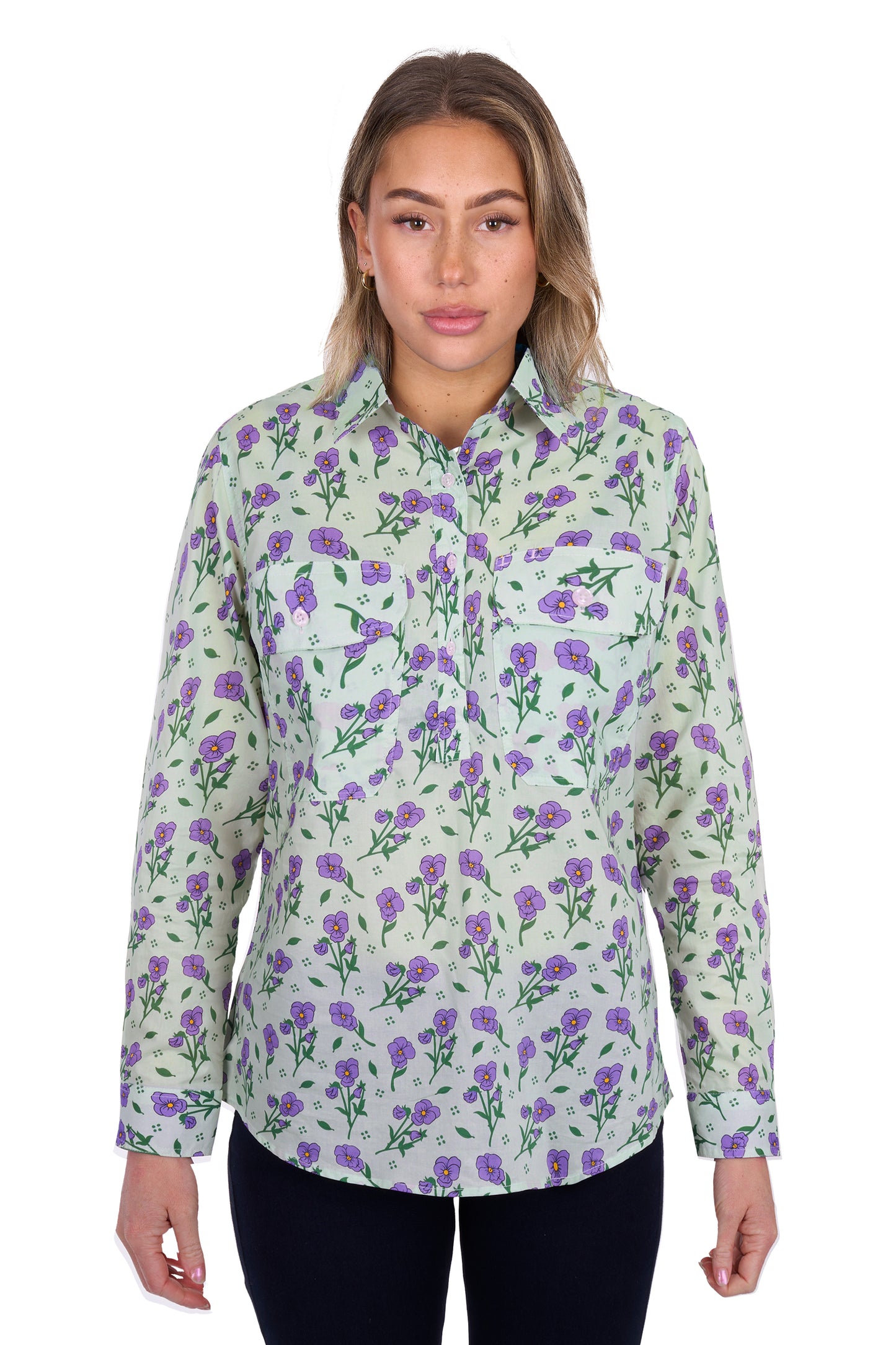 Hard Slog Women’s Lynn Half Placket Long Sleeve Shirt