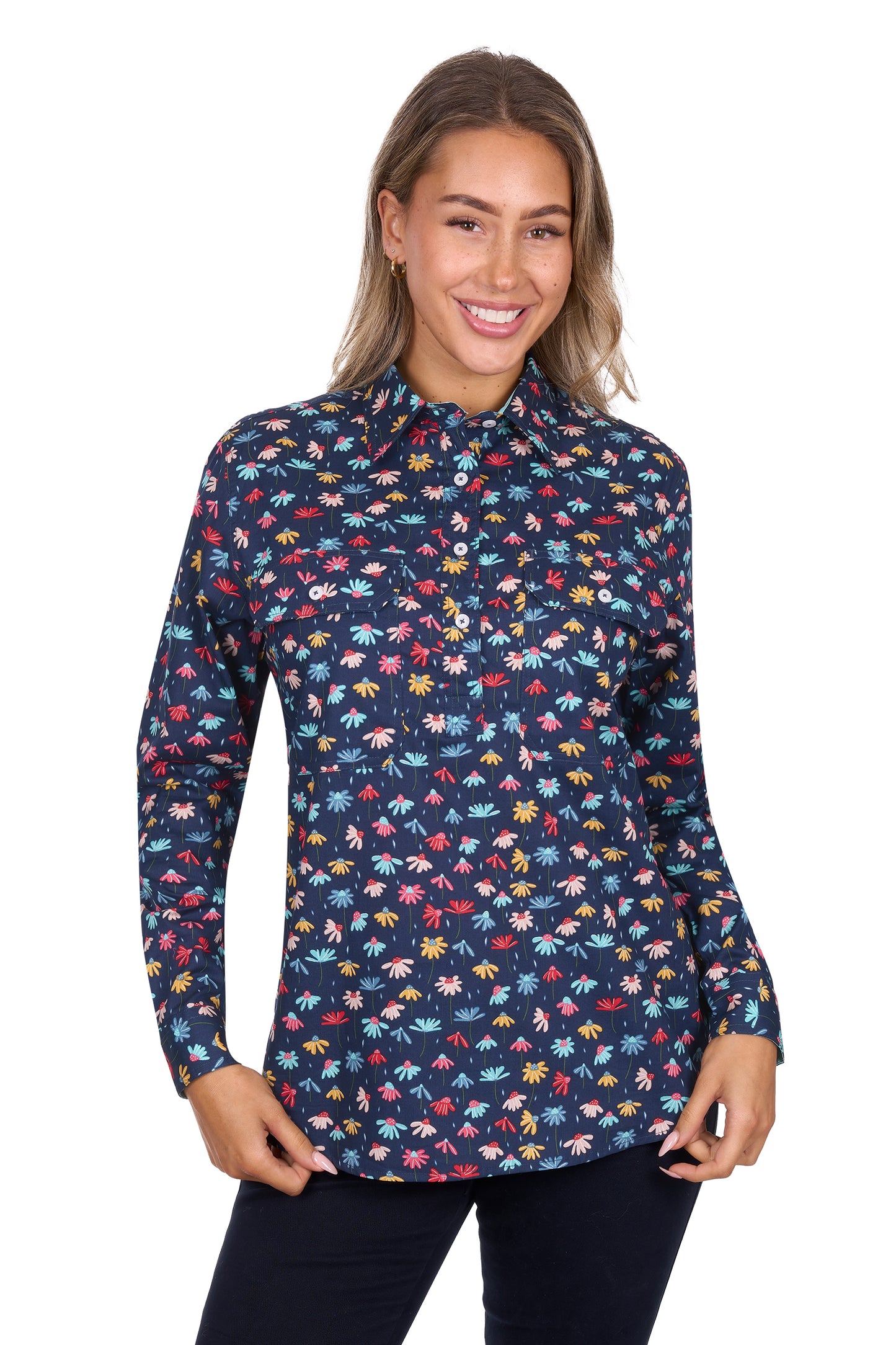 Hard Slog Women's Tori Half Placket Long Sleeve Shirt