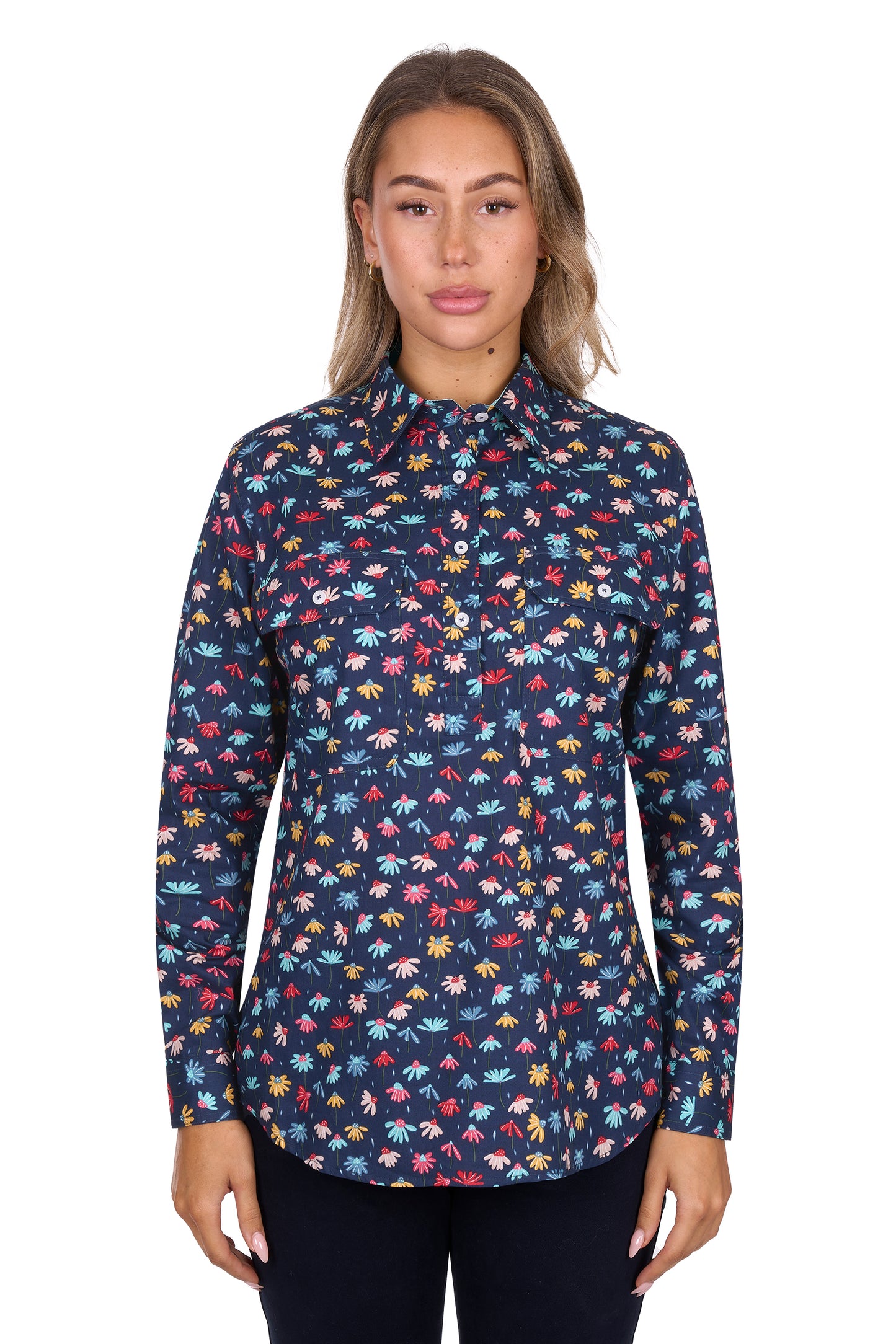 Hard Slog Women's Tori Half Placket Long Sleeve Shirt