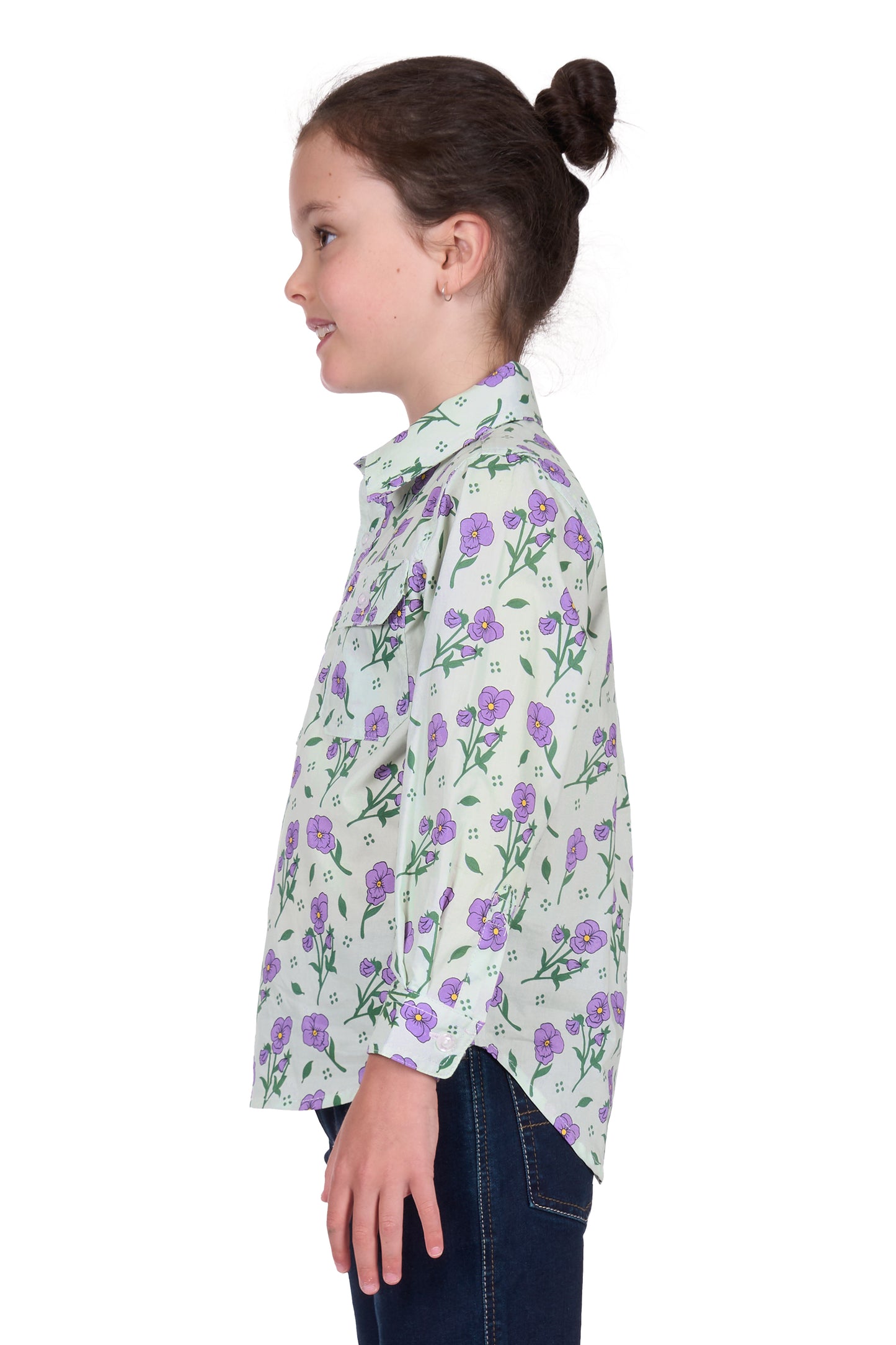 Hard Slog Girls Lynn Half Placket Long Sleeve Shirt