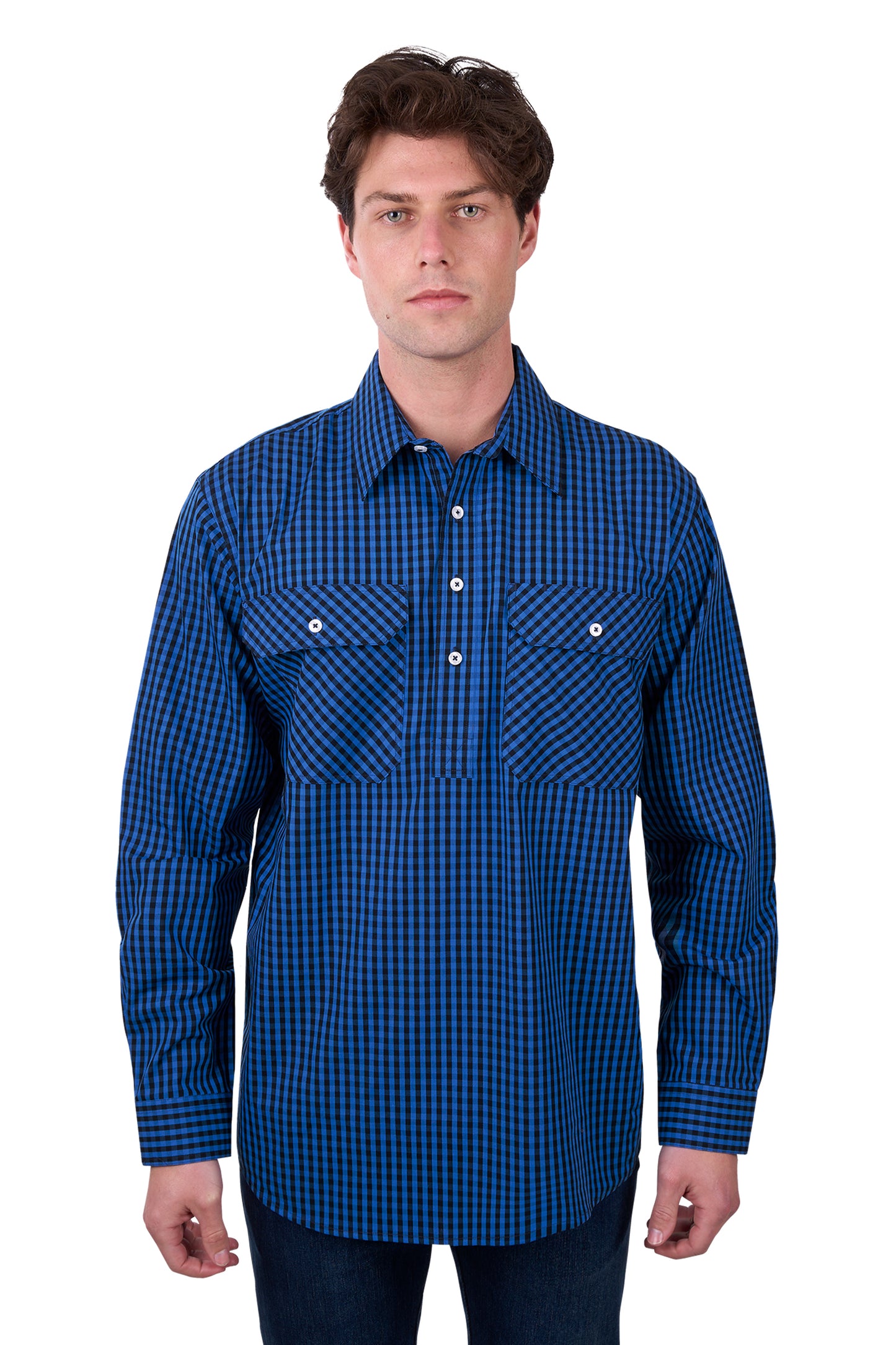 Hard Slog Mens Astell 1/2 Button Long Sleeve Shirt