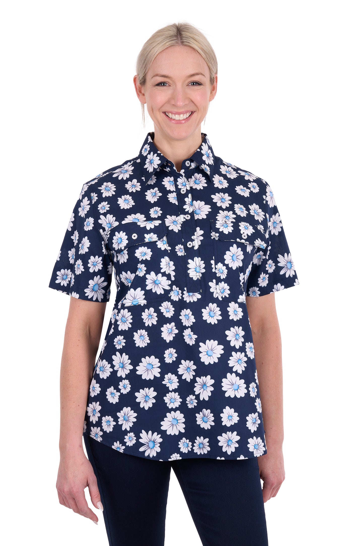 Hard Slog Women’s Cass Half Placket Short Sleeve Shirt