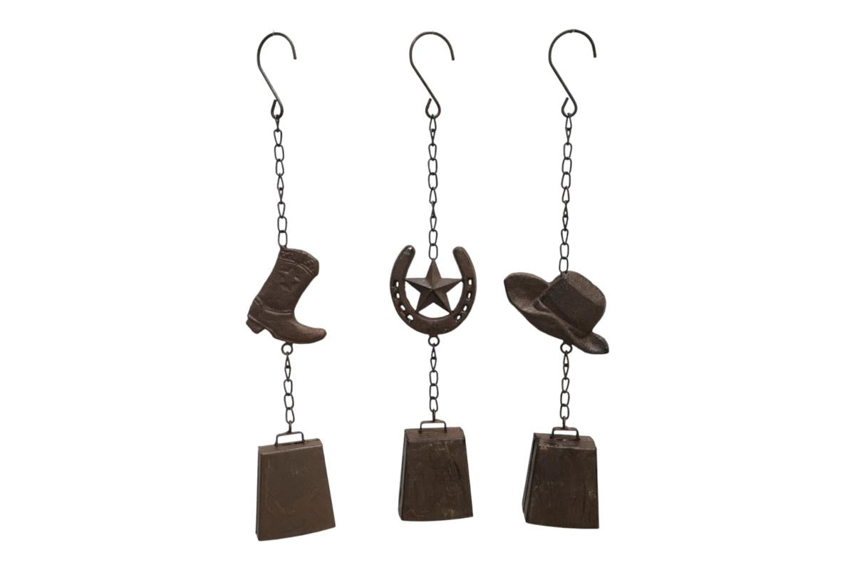 Malmar 40cm Cast Iron Cow Bell with Cowboy Design