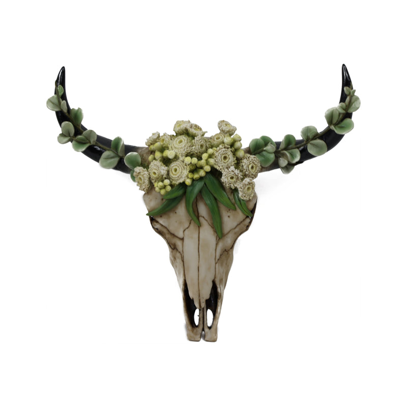 Malmar 31cm Eucalyptus Design Cow Skull Wall Hanger