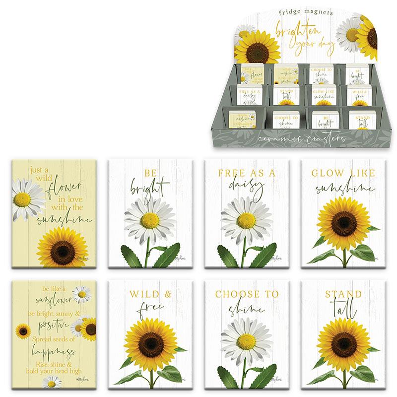 Malmar 6x8cm Magnet with Sunflower and Daisy Design by Kelly Lane