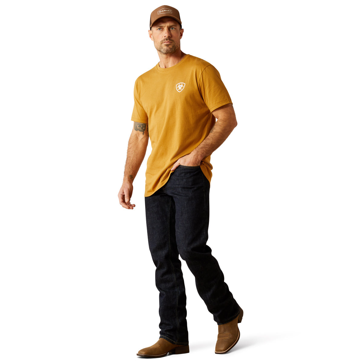 Ariat Mens Serape Seal Short Sleeve Tshirt Harvest Gold