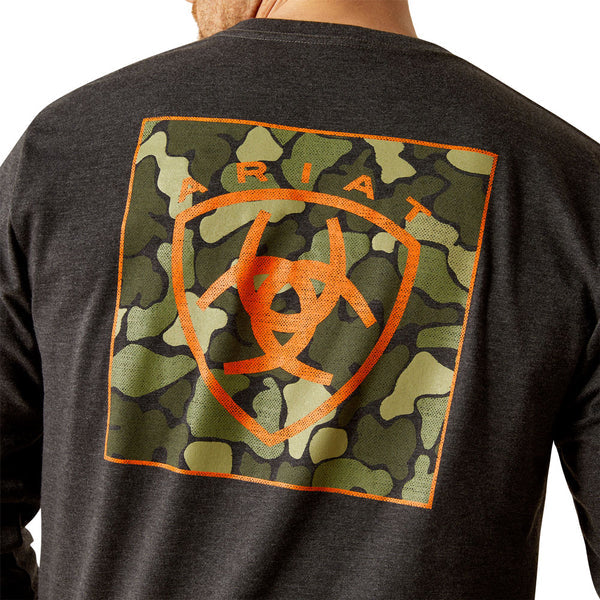 Ariat Mens Wetlands Nature Long Sleeve Tshirt Charcoal Heather