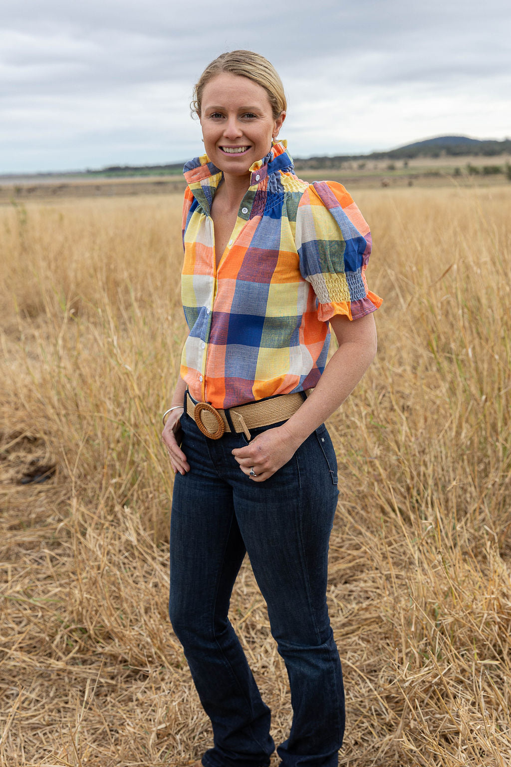 Black Colt Clothing - Short Sleeve Orange & Blue Check