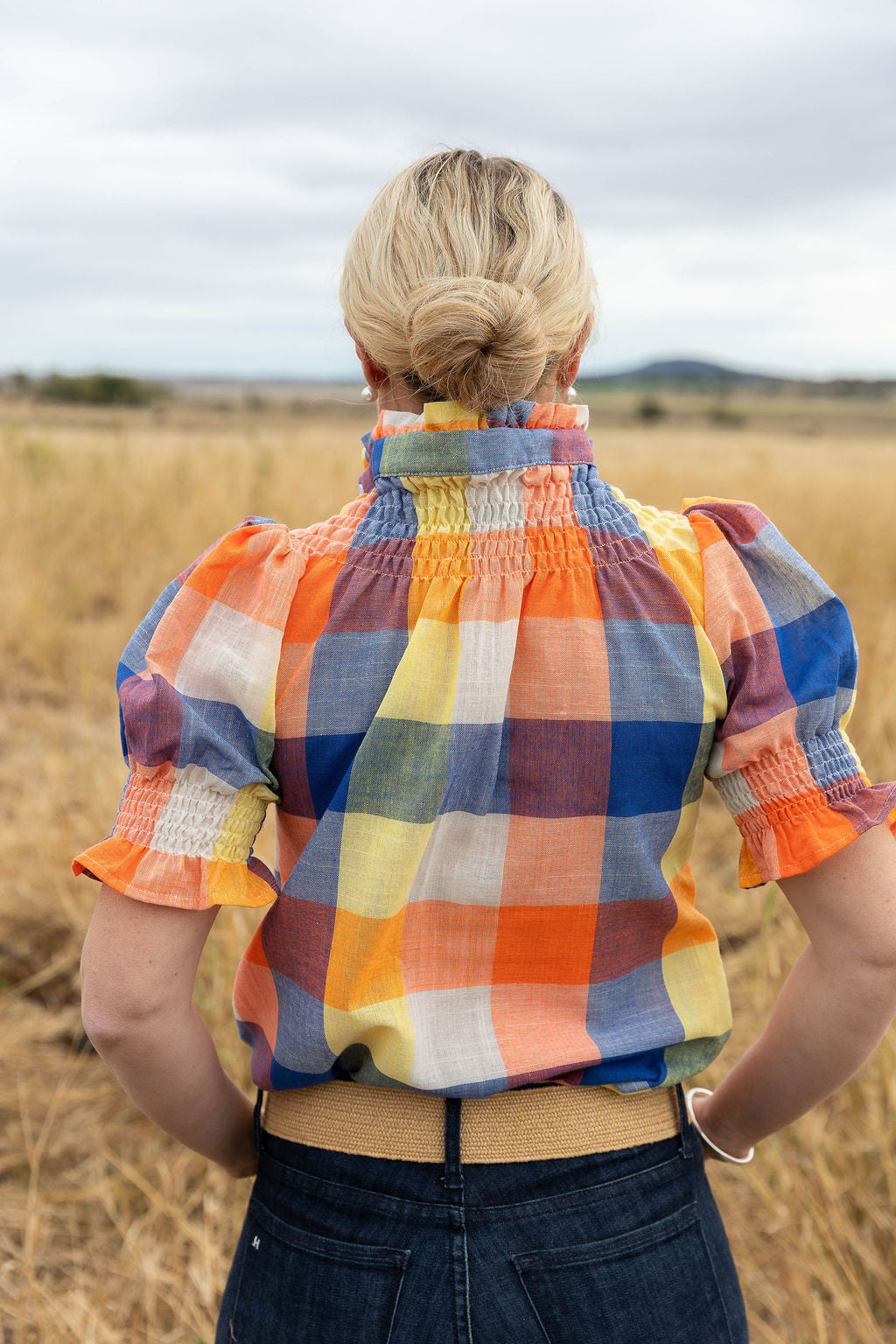 Black Colt Clothing - Short Sleeve Orange & Blue Check