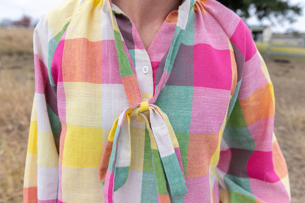 Black Colt Clothing - Gabby Long Sleeve - Rainbow Check