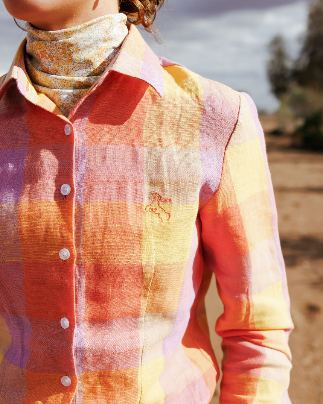 Black Colt Clothing Womens Jane Long Sleeve Shirt - Purple & Yellow Check