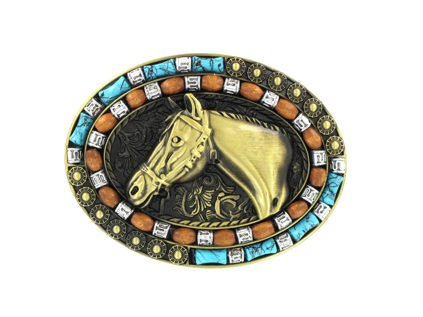 Tulmur Gold HorseHead Western Buckle