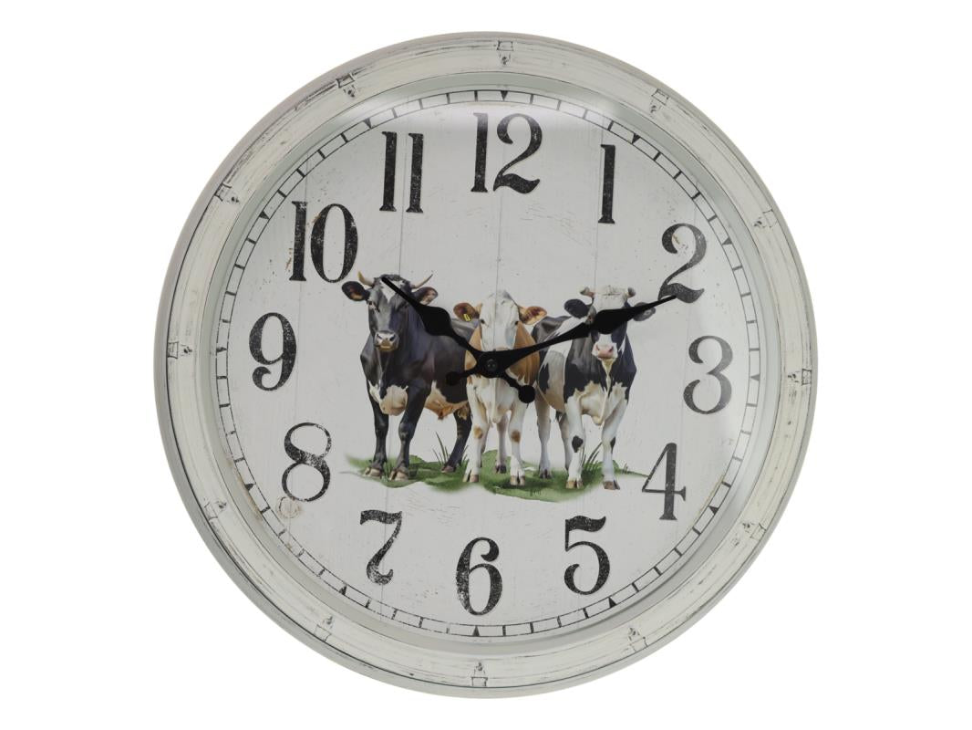 Malmar 40cm Black & White Cow Clock