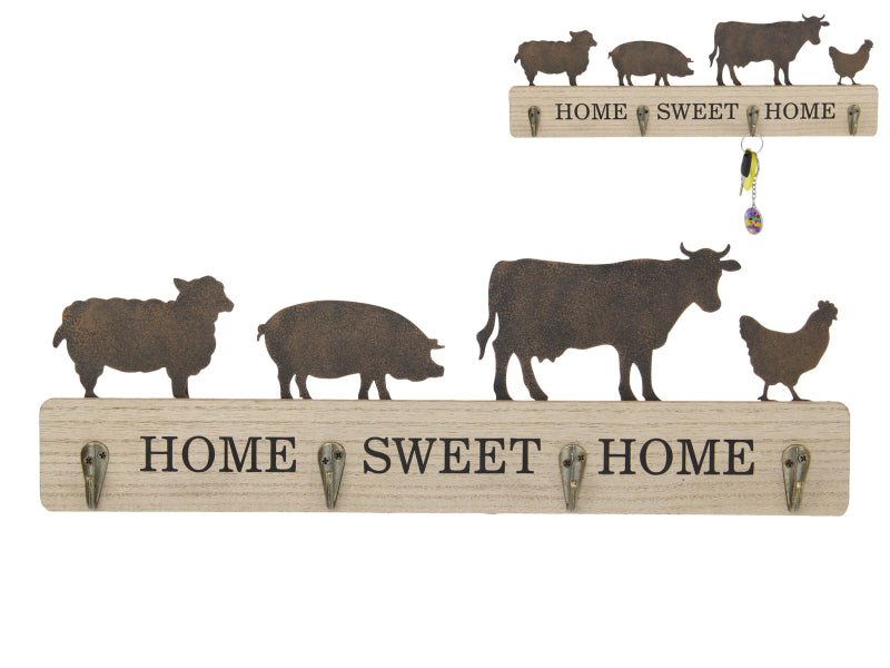 Malmar 40cm Home Sweet Home Farmyard Key Rack