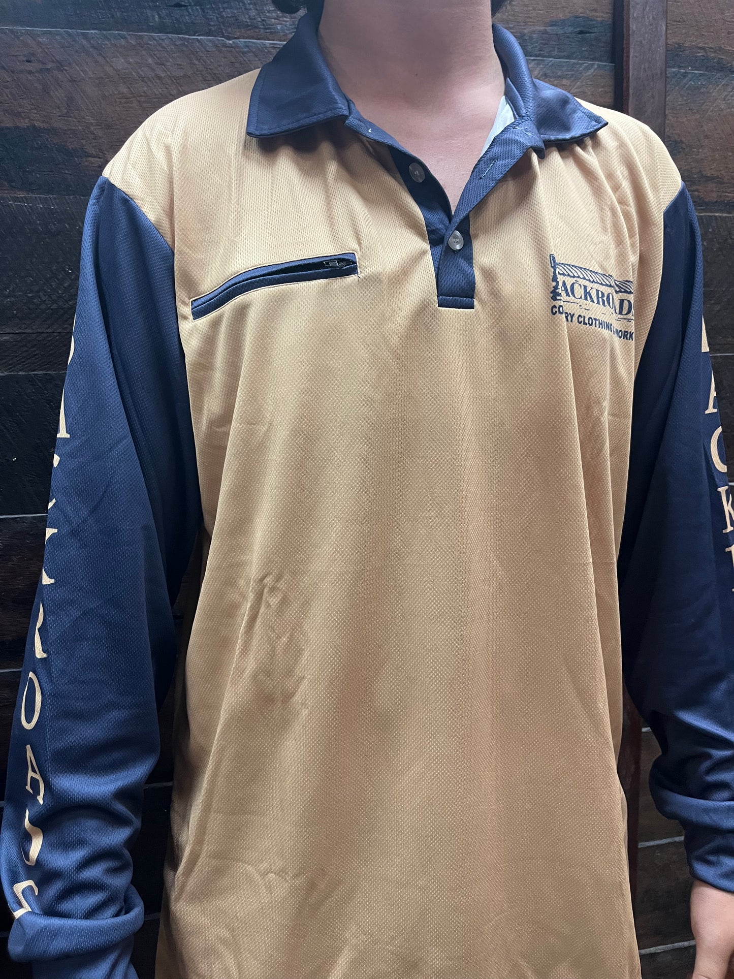 Backroads Fishing Shirts - Mens Tan & Navy