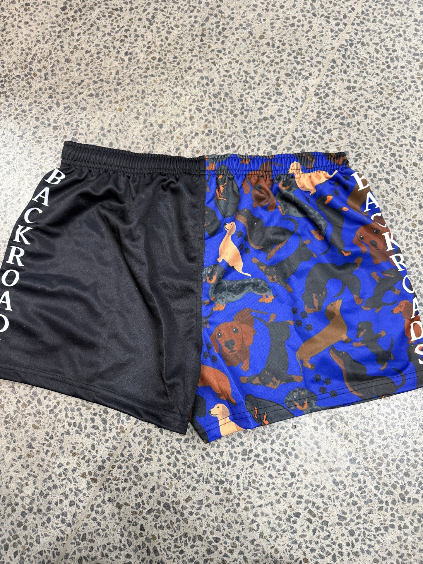Backroads Footy Shorts Dachshund - Royal Blue/ Black
