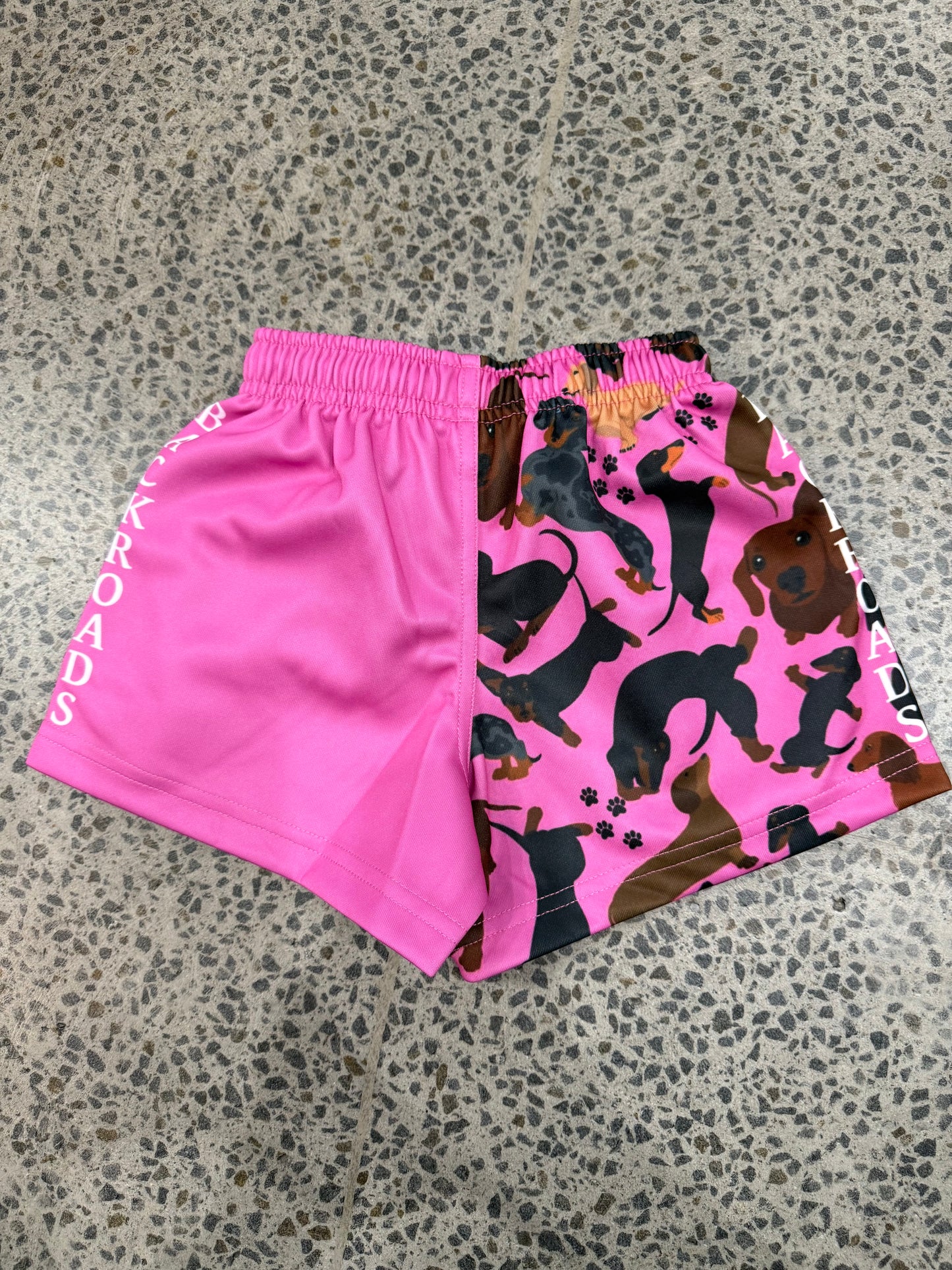 Backroads Kids Footy Shorts - Pink Dachshunds