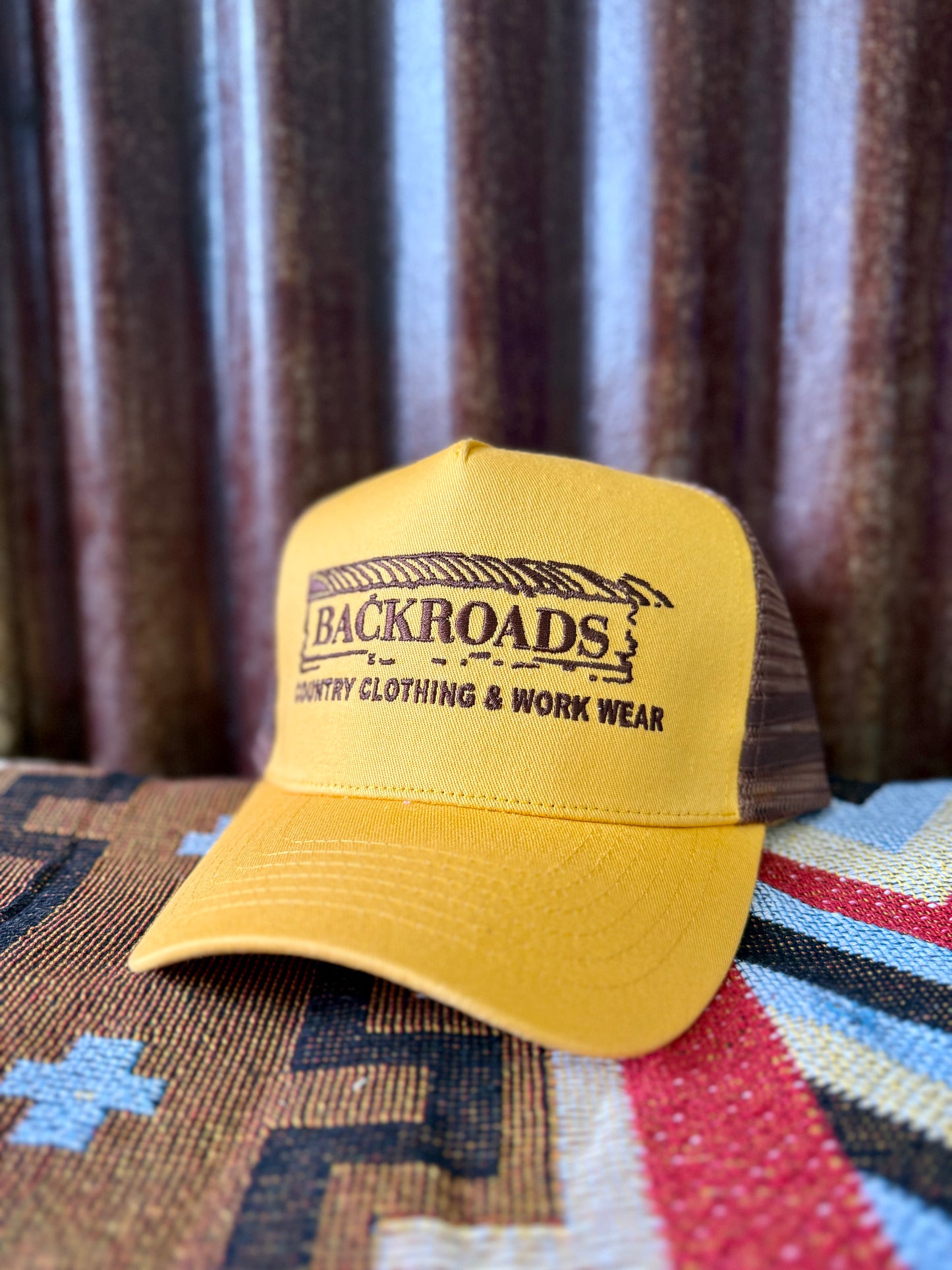 Backroads Cap - Yellow & Brown