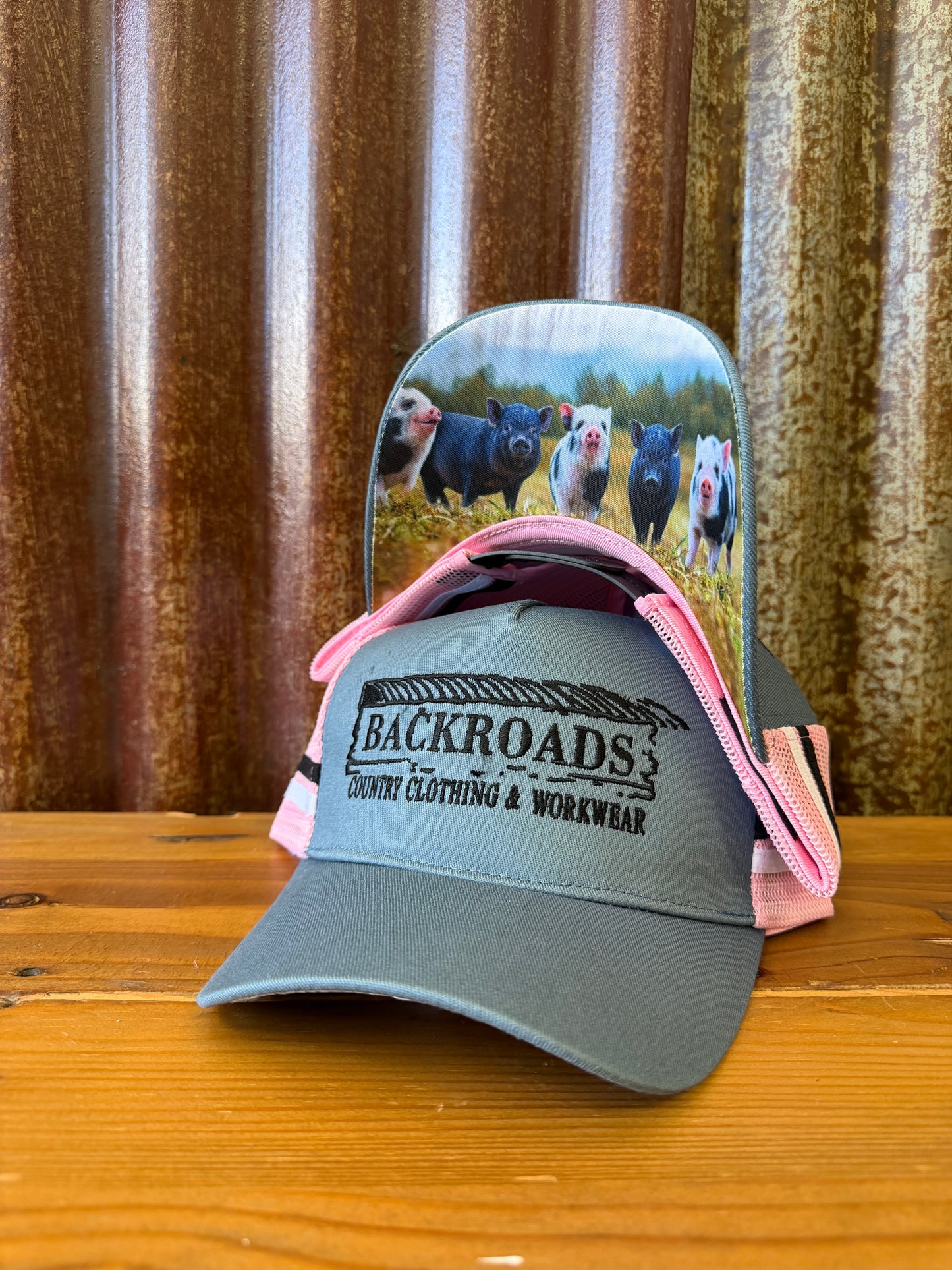 Backroads PONYTAIL Cap - Denim Pink Piggies