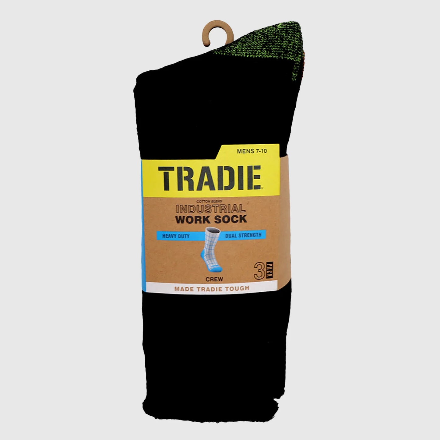Tradie Men's Industrial Crew Cotton Work Sock 3 Pack