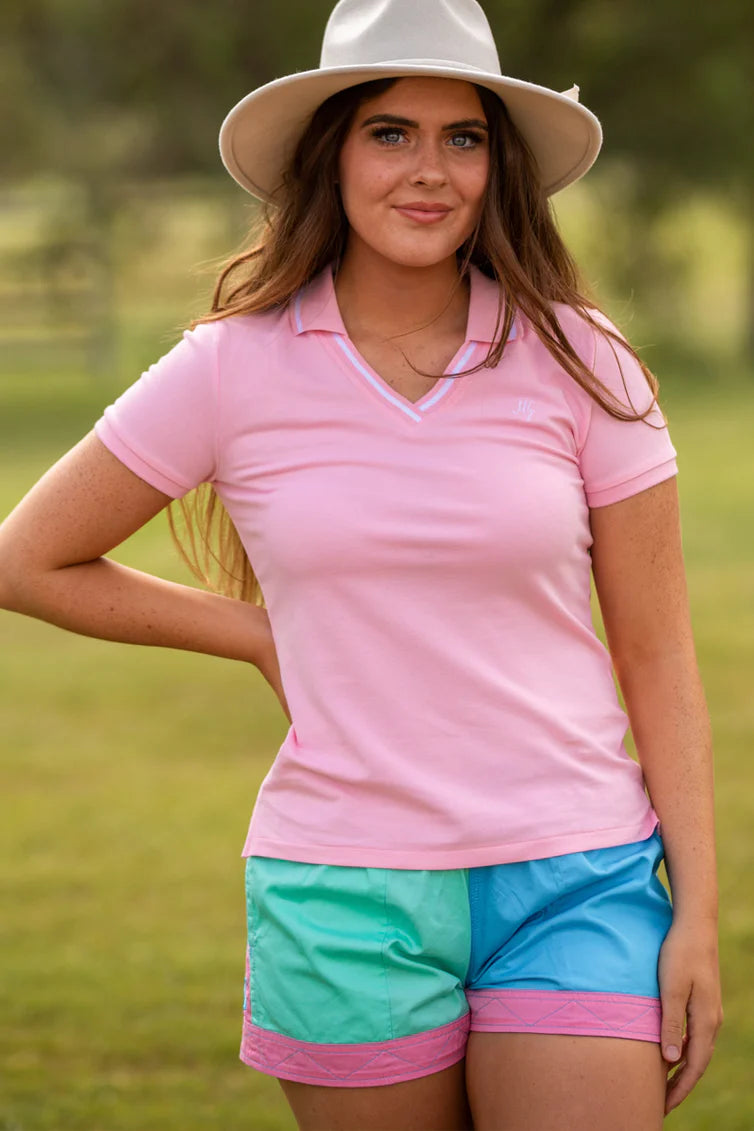 MaryG (Womens) Old School Harlequin Panel Shorts (Mint | Cornflower | Blush Panel)
