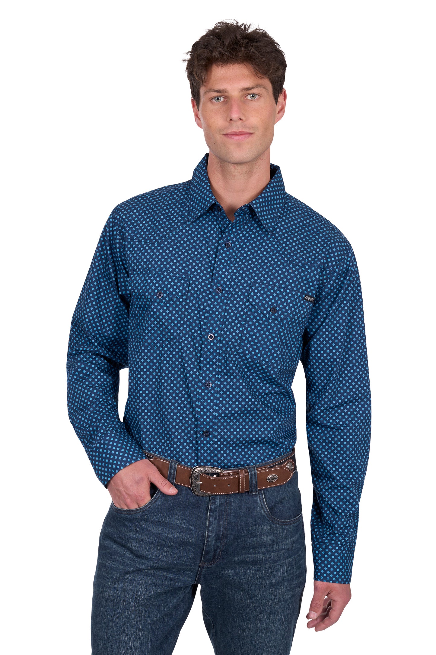 Pure Western Men’s Brandon Print Western Button Down Long Sleeve Shirt