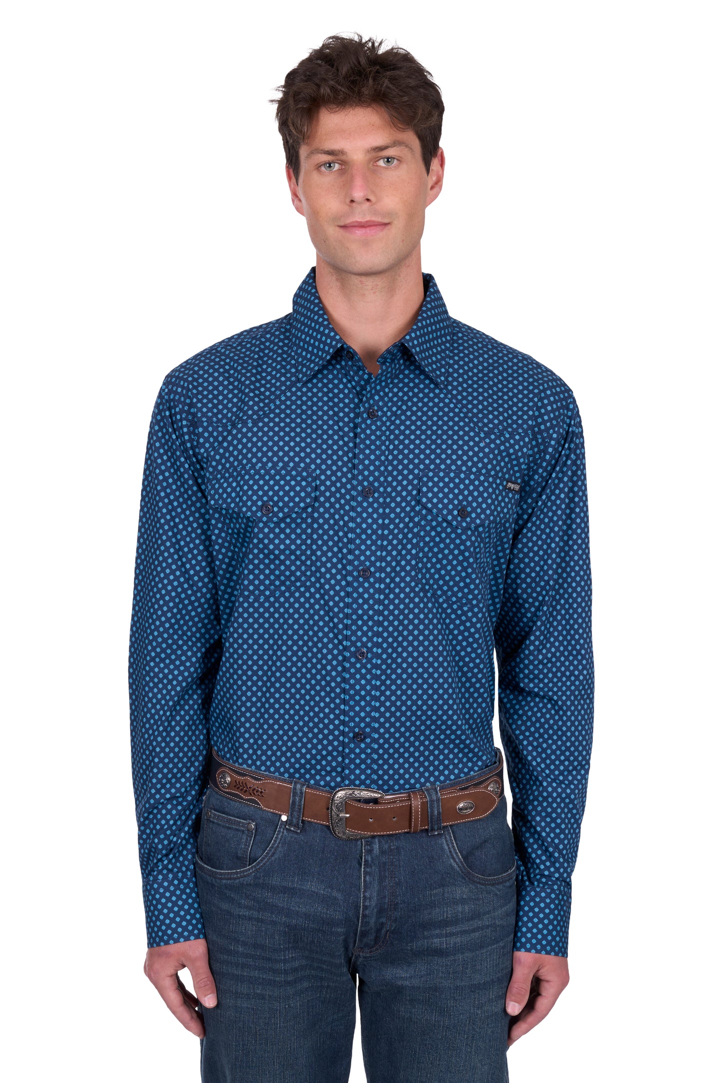 Pure Western Men’s Brandon Print Western Button Down Long Sleeve Shirt