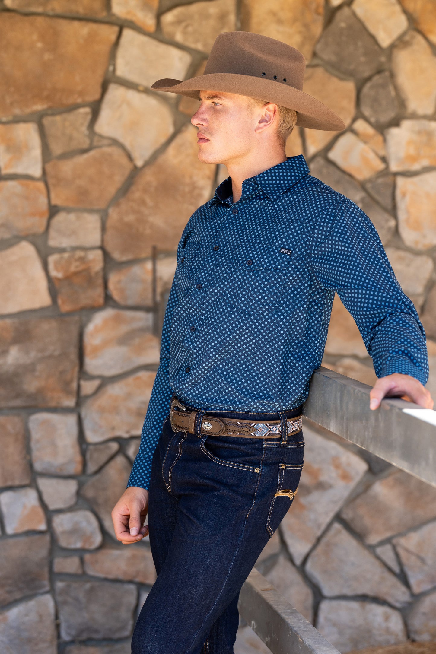 Pure Western Men’s Brandon Print Western Button Down Long Sleeve Shirt