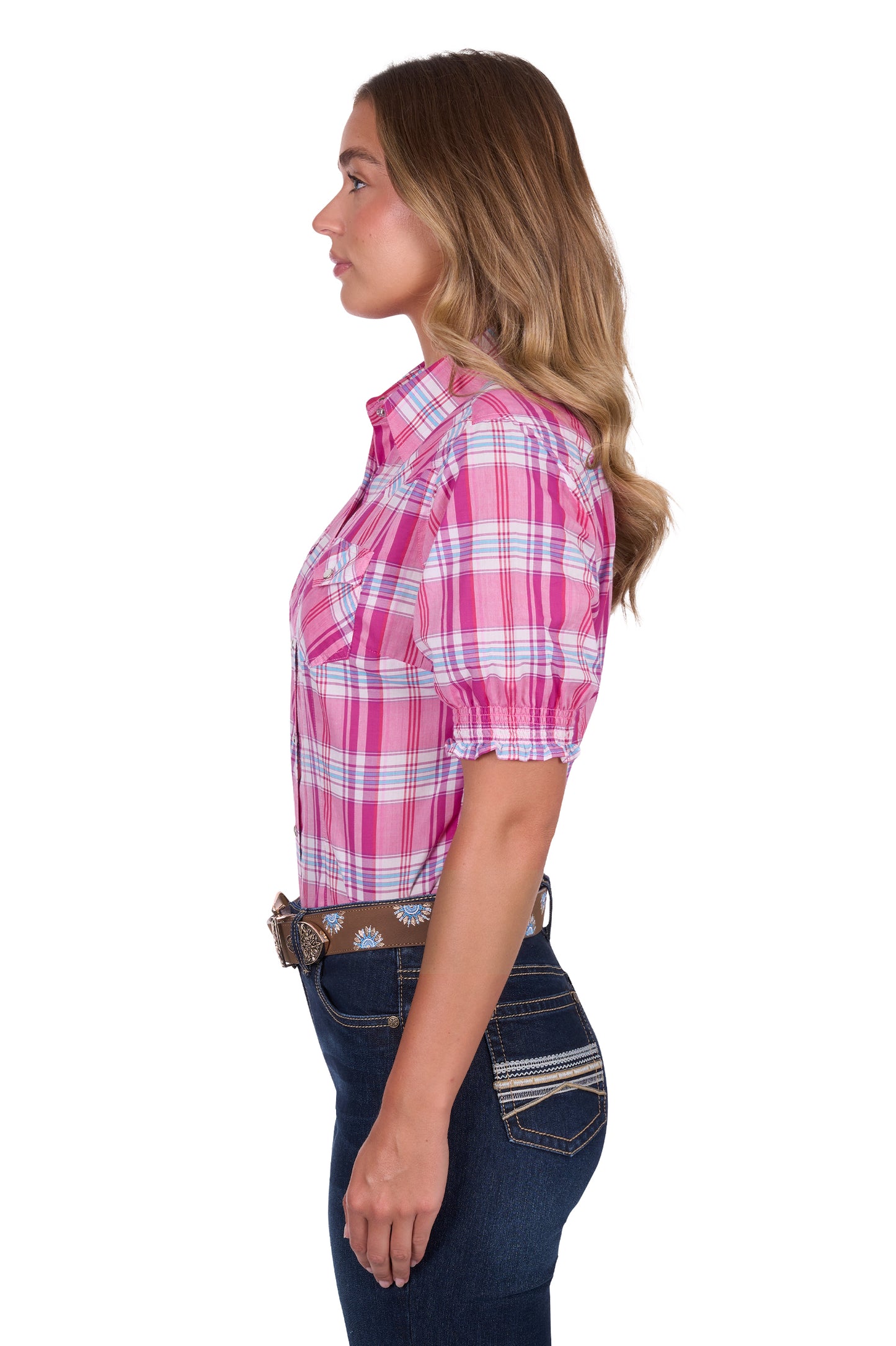 Pure Western Women’s Leni Check Western Short Sleeve Shirt