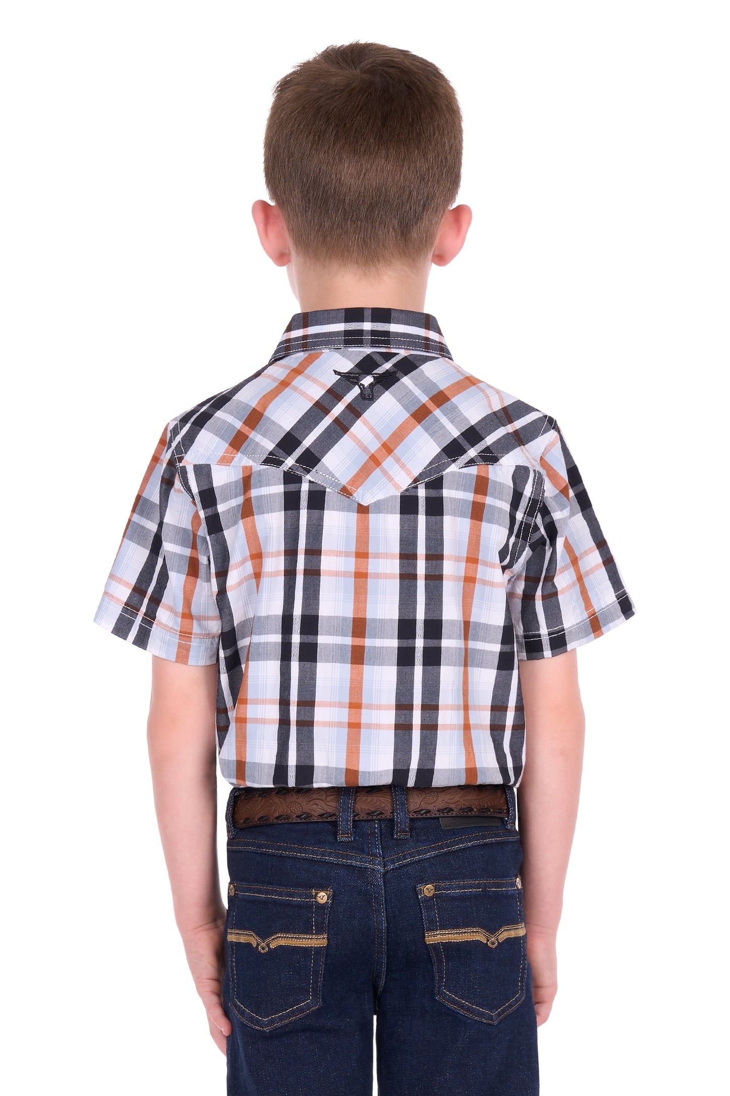 Pure Western Boy’s Terry Check Western Short Sleeve Shirt