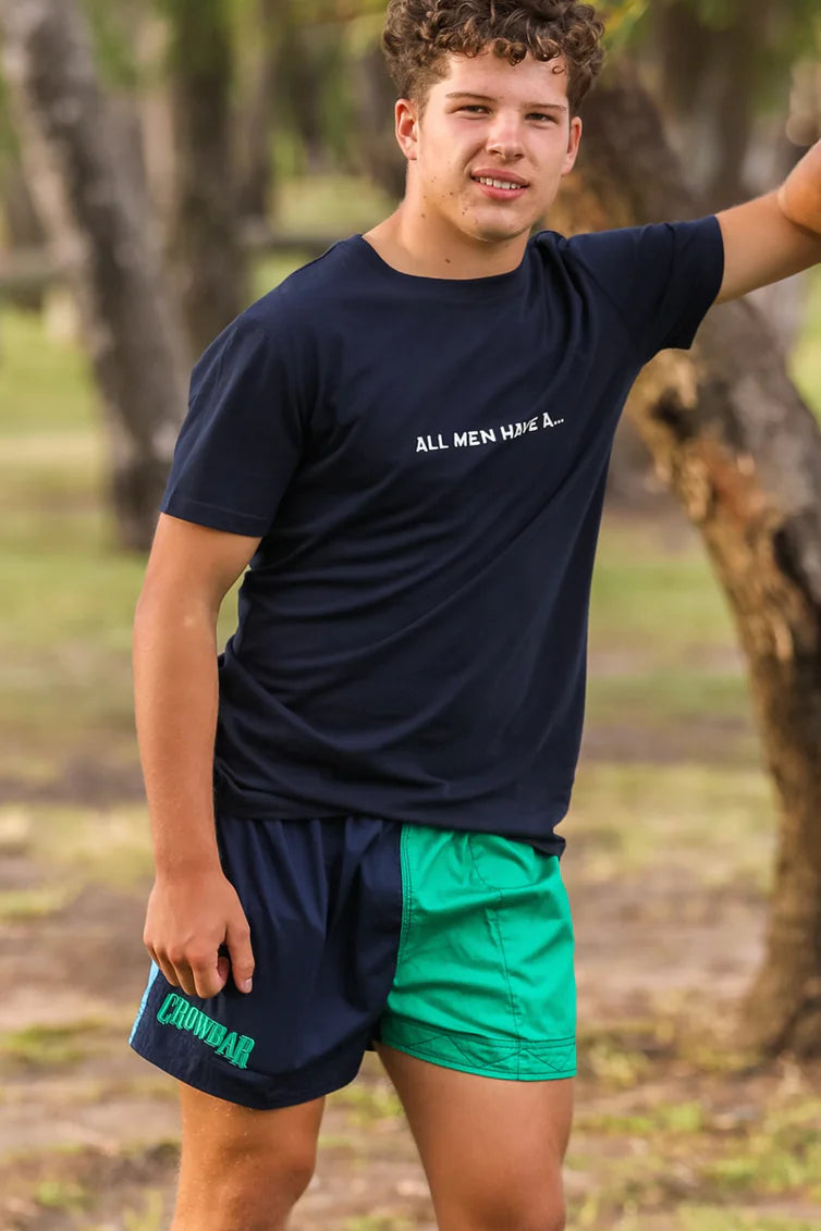 Crowbar Pauly (Mens) Harlequin Drill Short (French Navy | Kelly Green | Electric Blue)