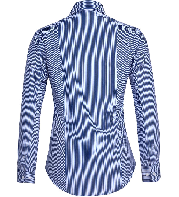 Pilbara Women's Long Sleeve Shirt - Royal and White Stripes