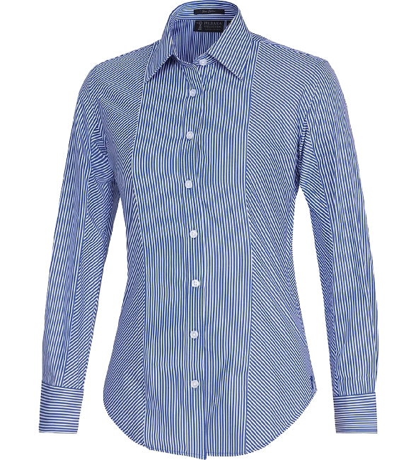 Pilbara Women's Long Sleeve Shirt - Royal and White Stripes