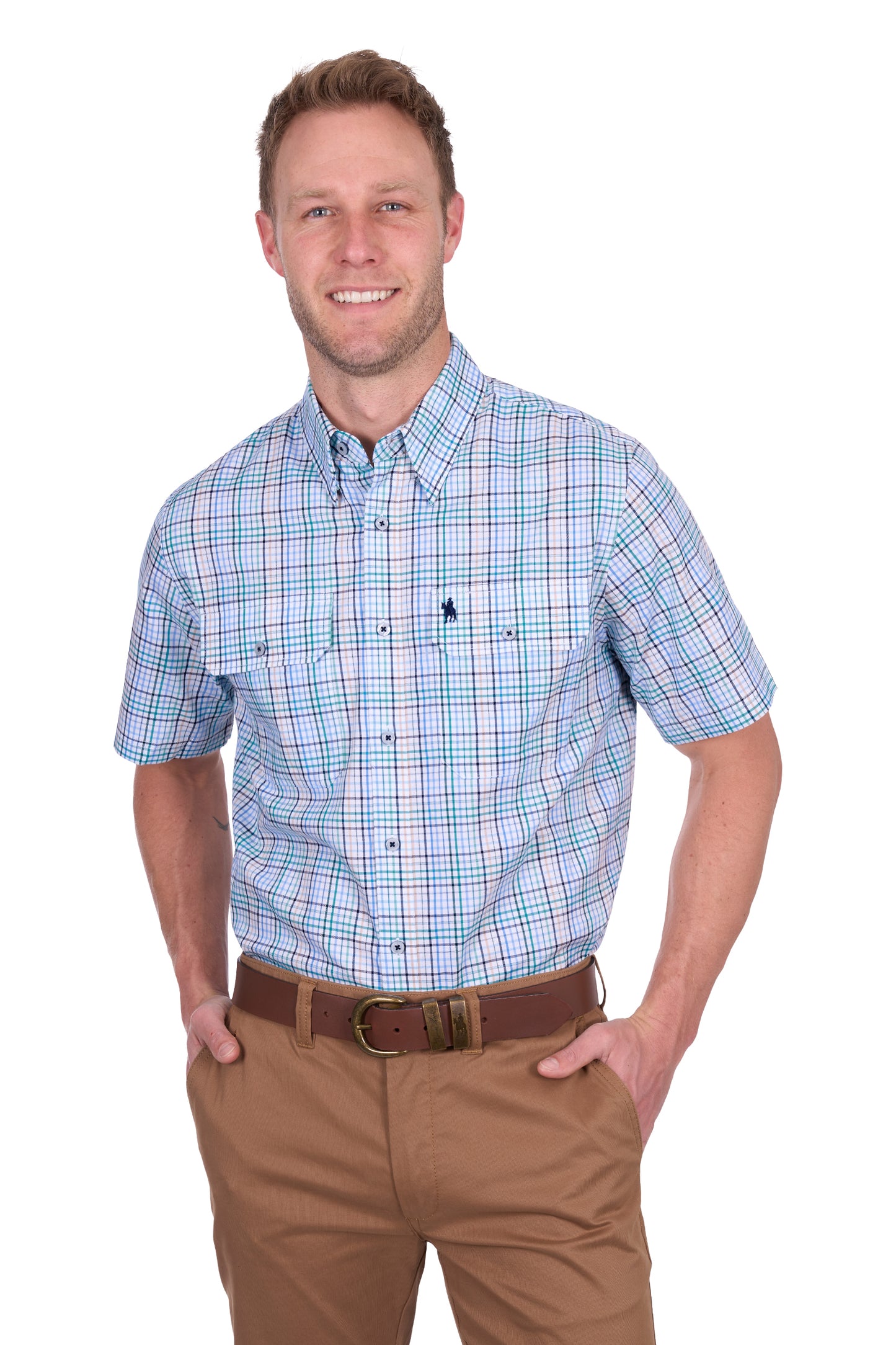 Thomas Cook Men’s Matt Check 2-Pocket Short Sleeve Shirt